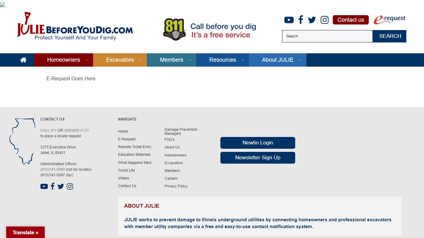 E-Request - Call JULIE before you dig for safe digging in Illinois